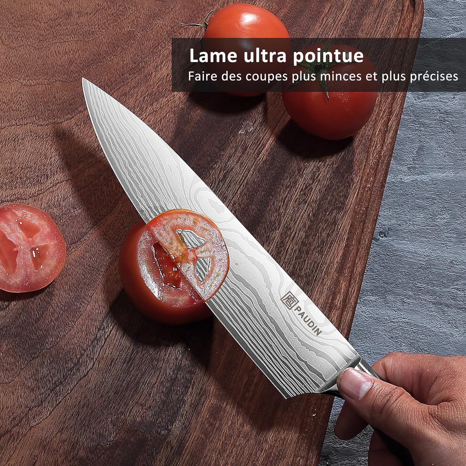 PAUDIN - Couteau de Chef - 8 pouces - lame acier carbone ultra tranchante