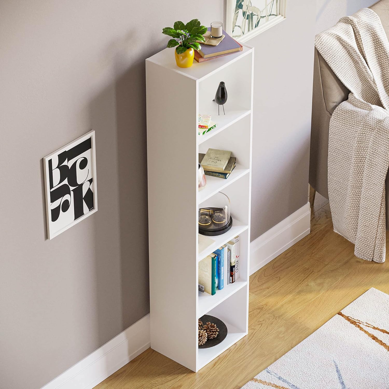 Vida Designs - Oxford bibliothèque 5 étagères blanc, bureau, séjour