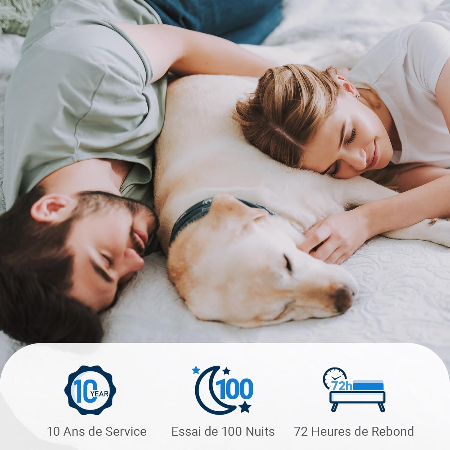 Avenco - Matelas Bamboo 7 zones - 140x190 cm - mousse, double face, H3/H4