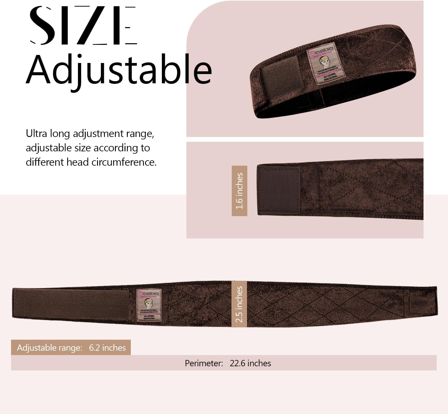 Dreamlover - bandeau perruque antidérapant femme - marron foncé - 2 pièces