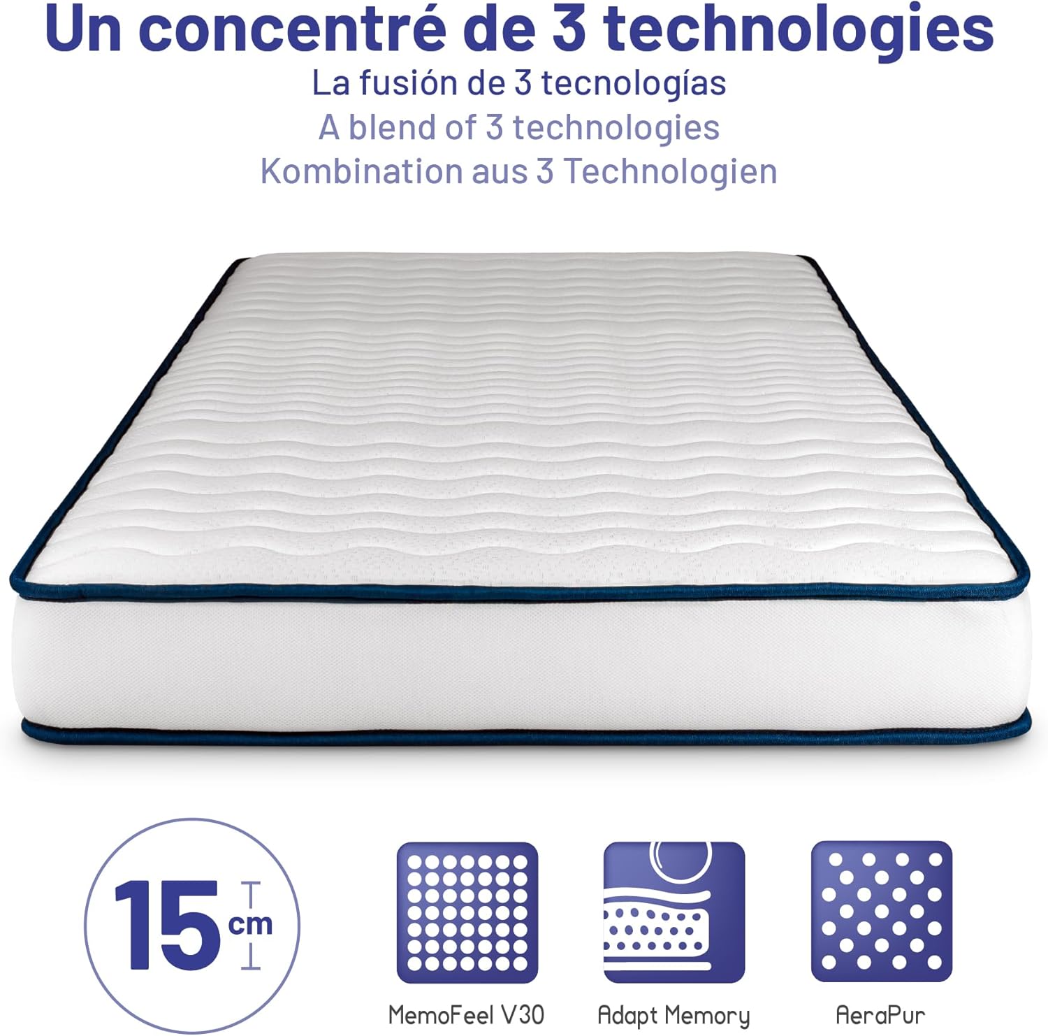 NATURALEX - Perfect Sleep - 90x200 cm - mémoire de forme, latex, 7 zones