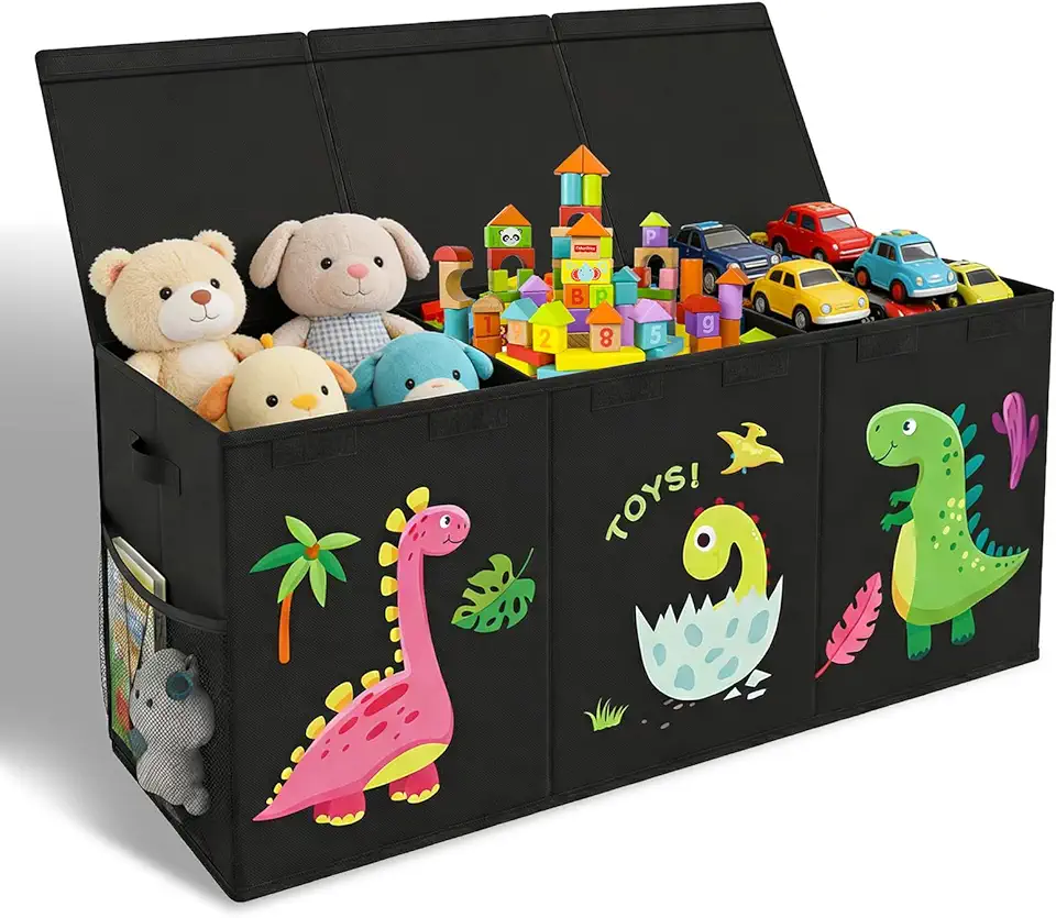 Boîte de Rangement - coffre pliable 130L, 98x34x40cm, poignée, couvercle