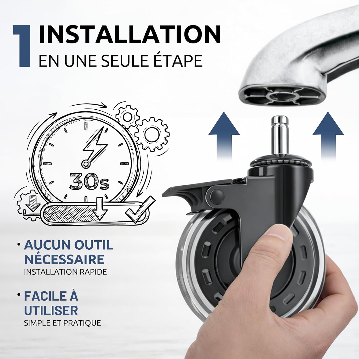 COSYLAND - roulettes bureau set 5 - 10x22 mm - frein sols durs/moquette 1-KEA