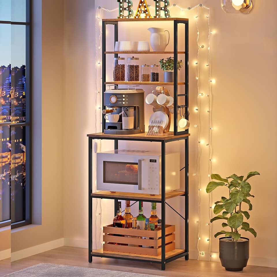 VASAGLE - étagère cuisine, acier, 40x60x167 cm, 6 niveaux, rustique - KKS024B01