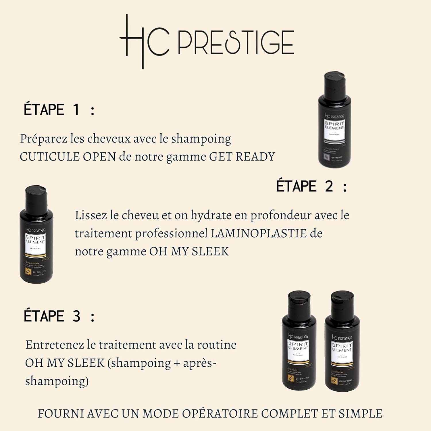 Oh My Sleek - Mini Kit Laminoplastie - 4x100ml - lissage sans formol, kératine, résultats 3 mois