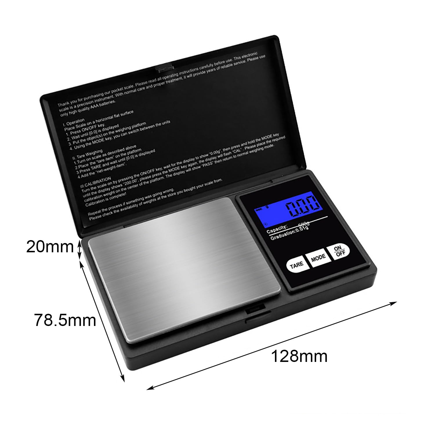 GeekerChip - balance de précision, 500g/0.01g, LCD, tare, compacte