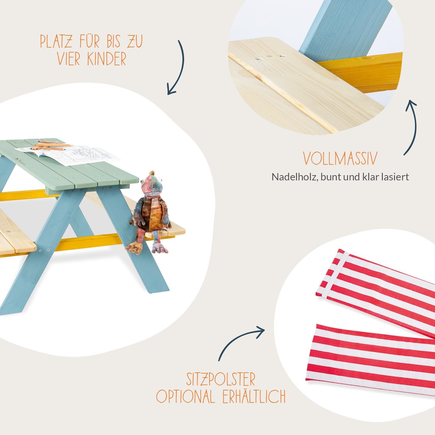 Pinolino - Nicki (série enfant) - table et chaises bois verni - 201616