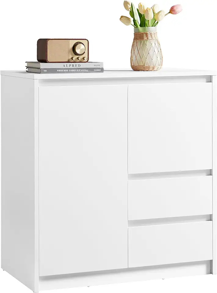 VASAGLE - buffet moderne - 40x70x74,5 cm - 2 tiroirs, porte et étagère réglable BBK243W01V1