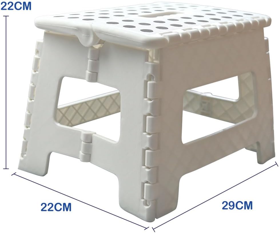 Armo - Tabouret Pliant Blanc - poignée, compact, 150 kg