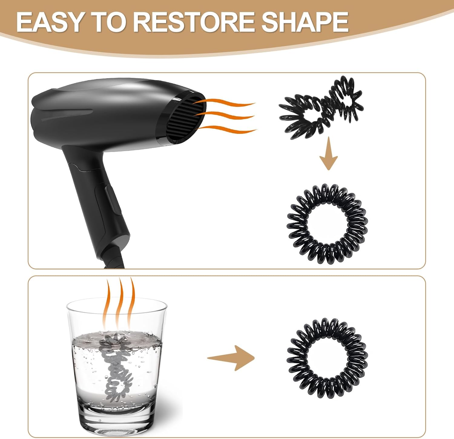 Élastiques cheveux - lot de 12 spirales - accessoires femme, fille