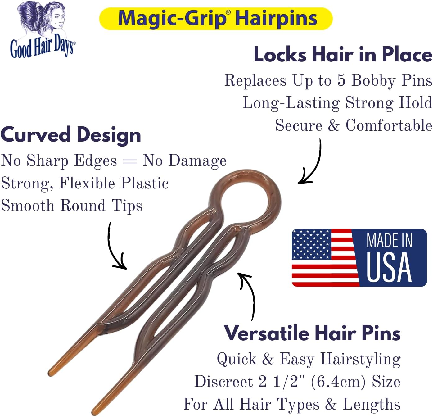 Good Hair Days - Magic Grip - 10 épingles - maintien sécurisé, lot 10