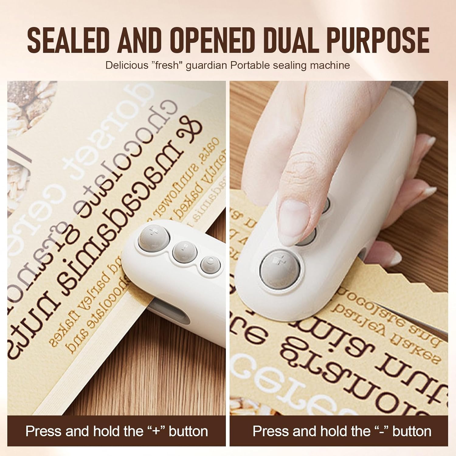 Mini scelleur de sacs portatif 2-en-1, plastique ABS, USB, magnétique