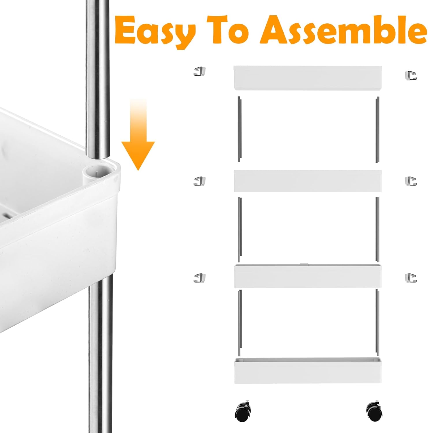 Chariot de rangement 4 niveaux - 86x40x12.5cm - mobile, étroit