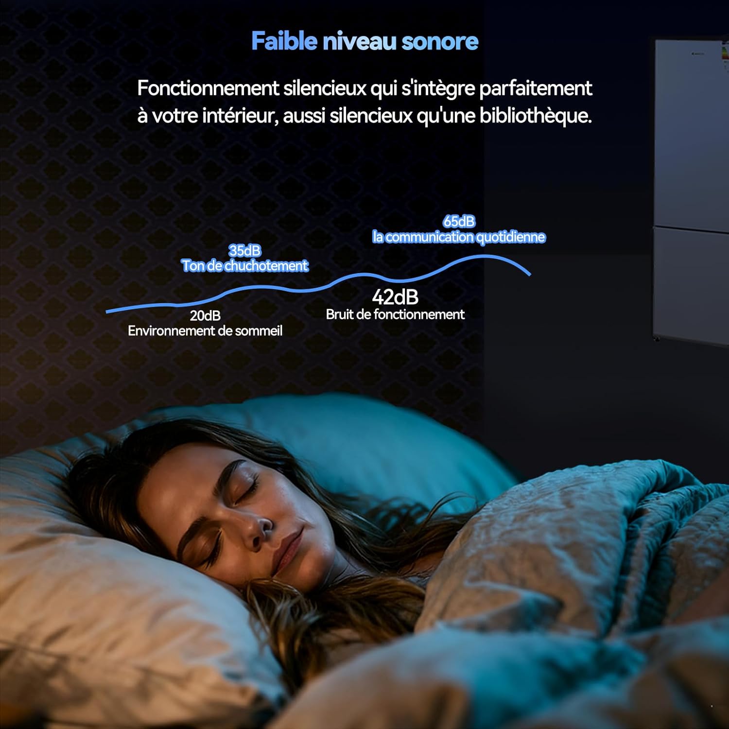 magictec - combiné réfrigérateur/congélateur - 266L - No Frost, LEDs, métallique