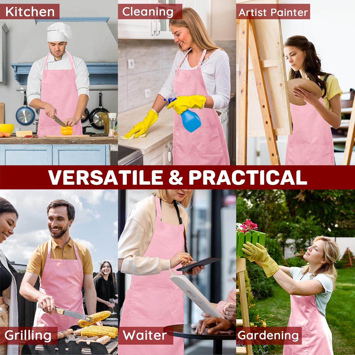 Tablier de Chef - lot de 2, unisexe, grandes poches, taille XL, cuisine professionnelle