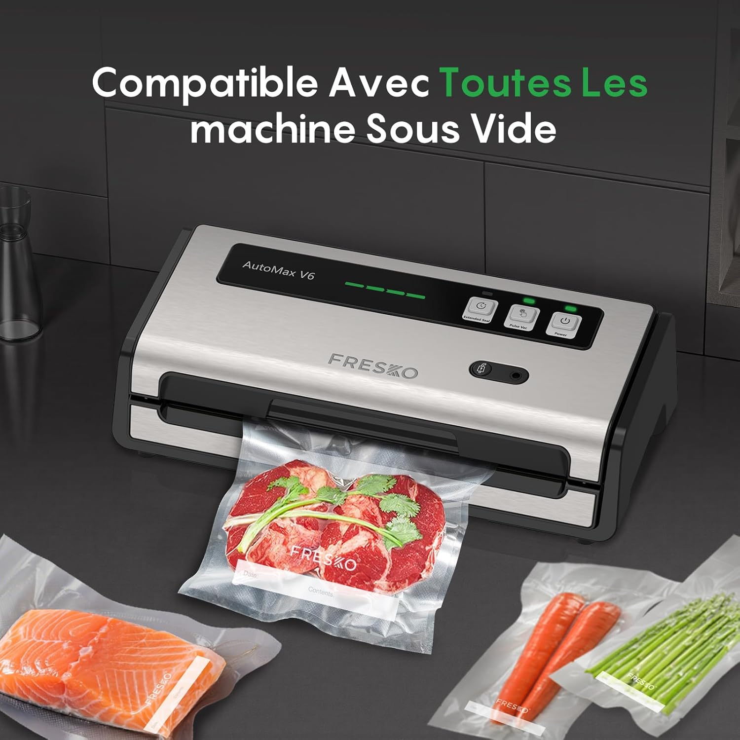 FRESKO - sacs sous vide alimentaires - 20x30cm, 120pcs, sans BPA, cuisson/congélation