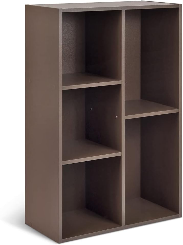 maxi-dealzz Basics - bibliothèque cubique 5 compartiments 23.5x49.5x80cm - marron expresso