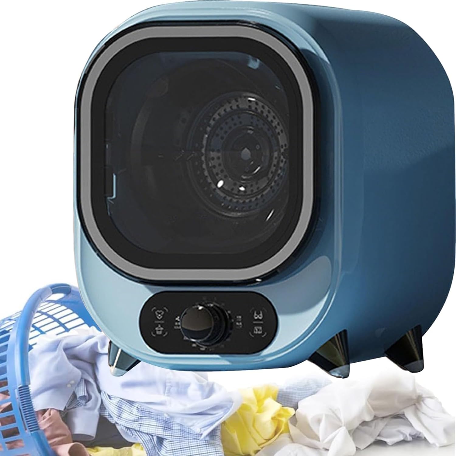 Mini sèche-linge électrique compact, cuve inox, portable, bleu