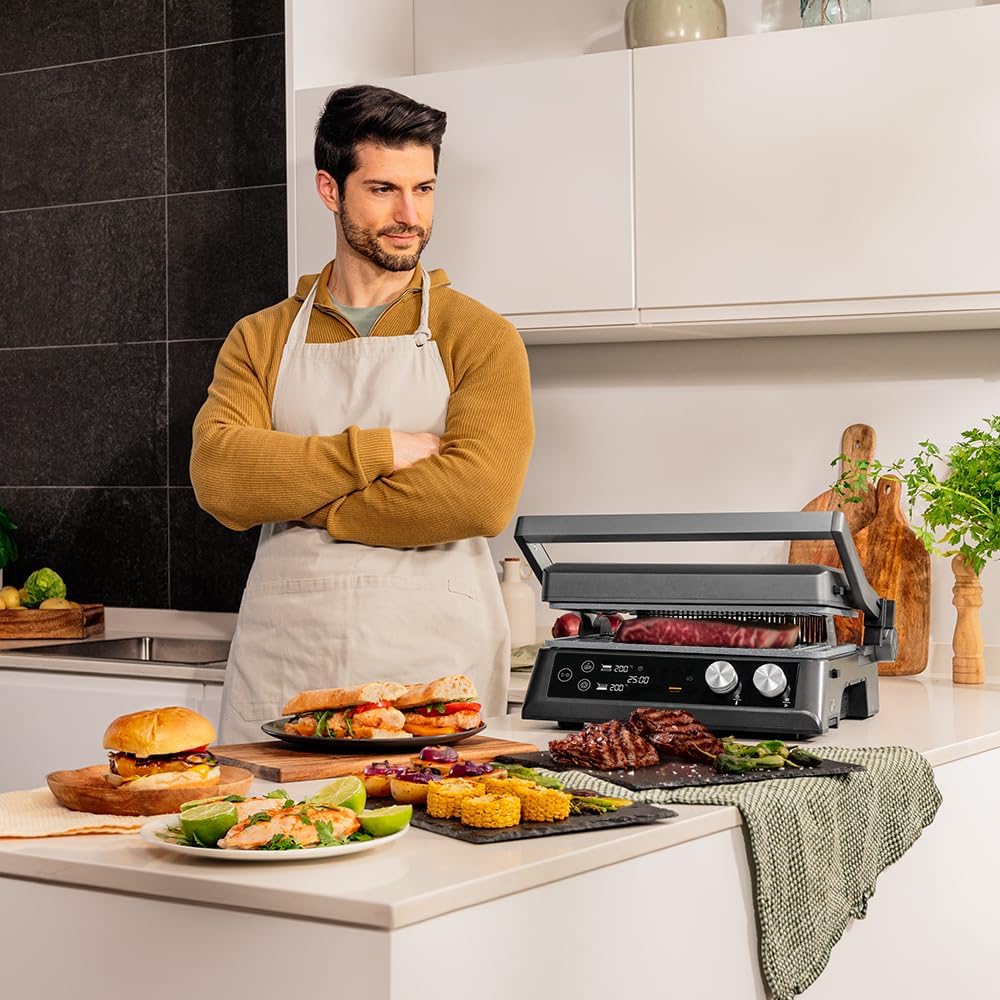 Cecotec - Rockn'Grill Bistro - grille électrique, 2400W, plaques indépendantes, cuisson saine