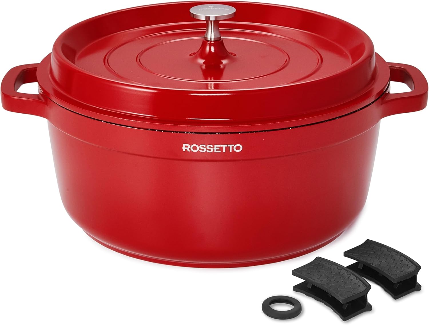 Rossetto - cocotte ronde 28cm - fonte d’aluminium, céramique, 6,6L, induction, four 220°C