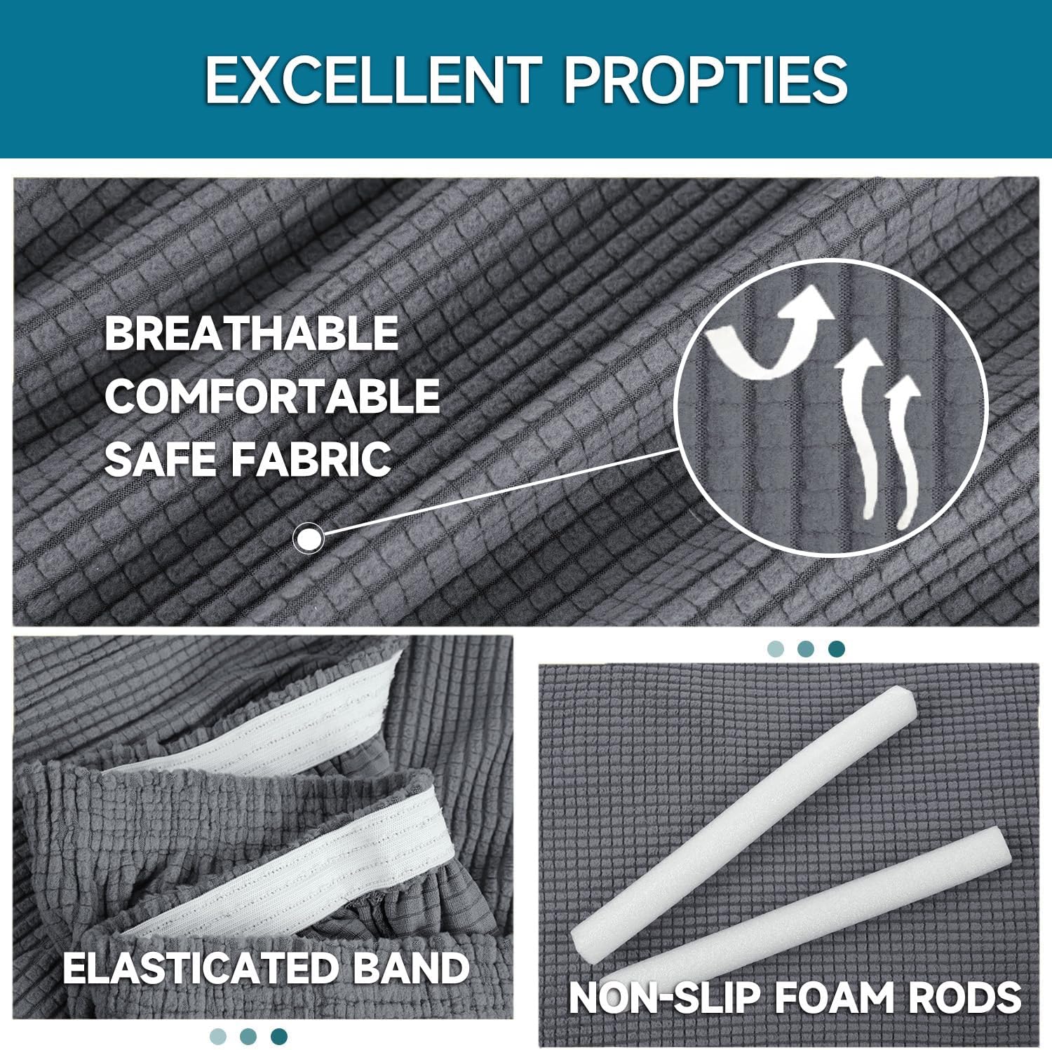 Housse canapé 4 places extensible, antidérapante, lavable, gris clair