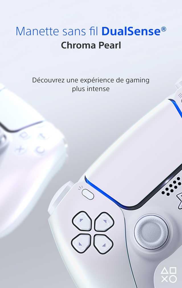Sony - Manette DualSense PS5 - sans fil, retour haptique, micro intégré, Chroma Pearl
