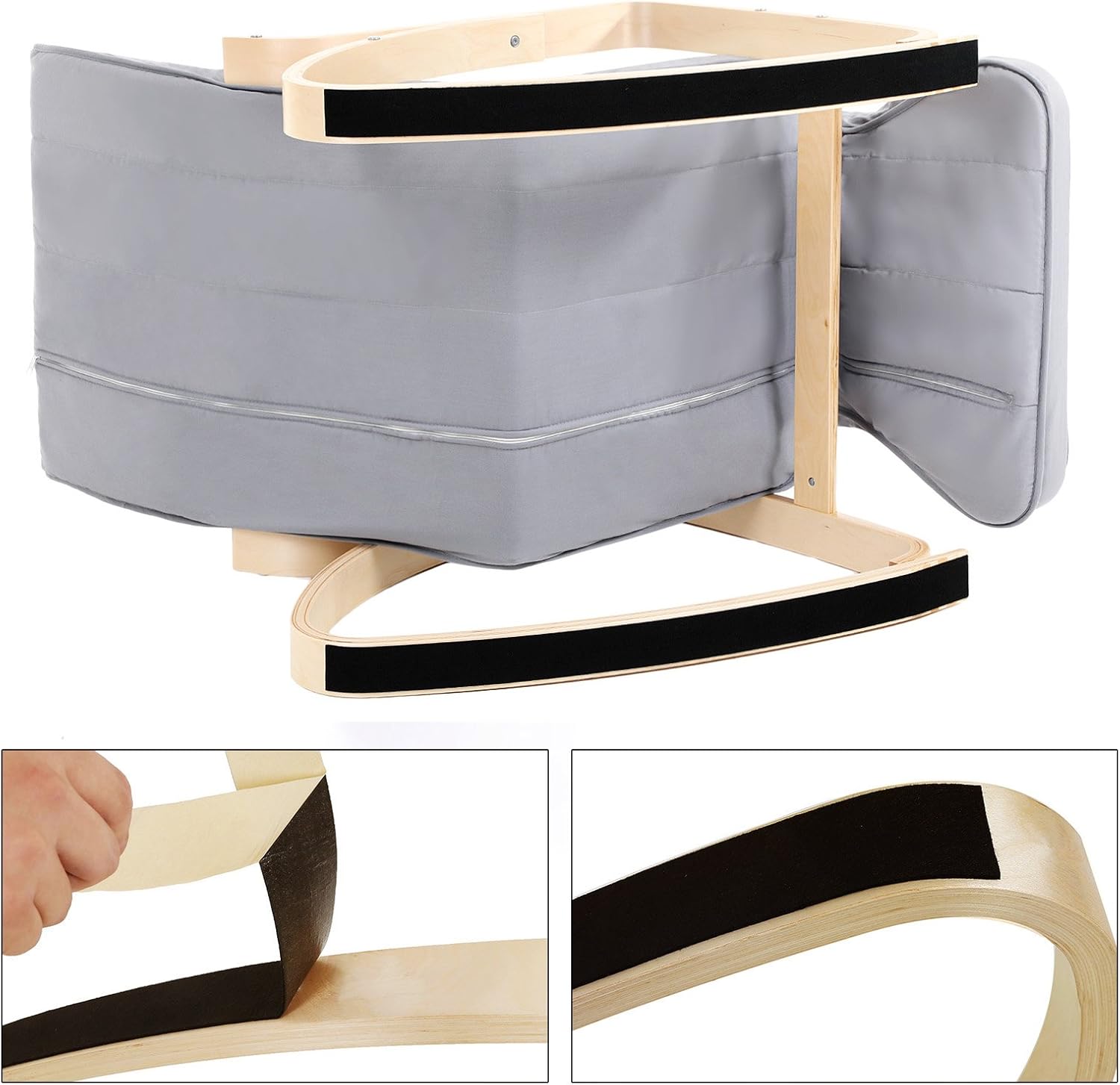 SONGMICS - fauteuil à bascule - 115x67x91 cm - bois, gris, 5 positions, 150kg - LYY42G