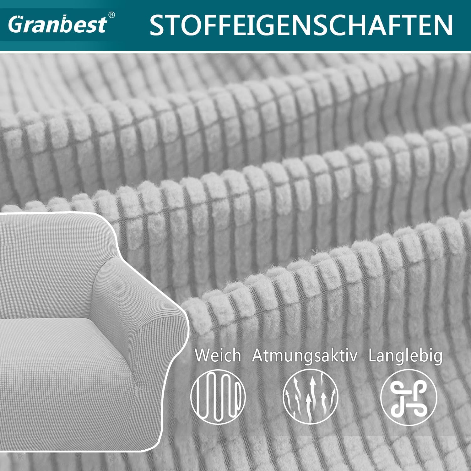 Granbest - housse canapé jacquard 2 places - extensible, protection animaux