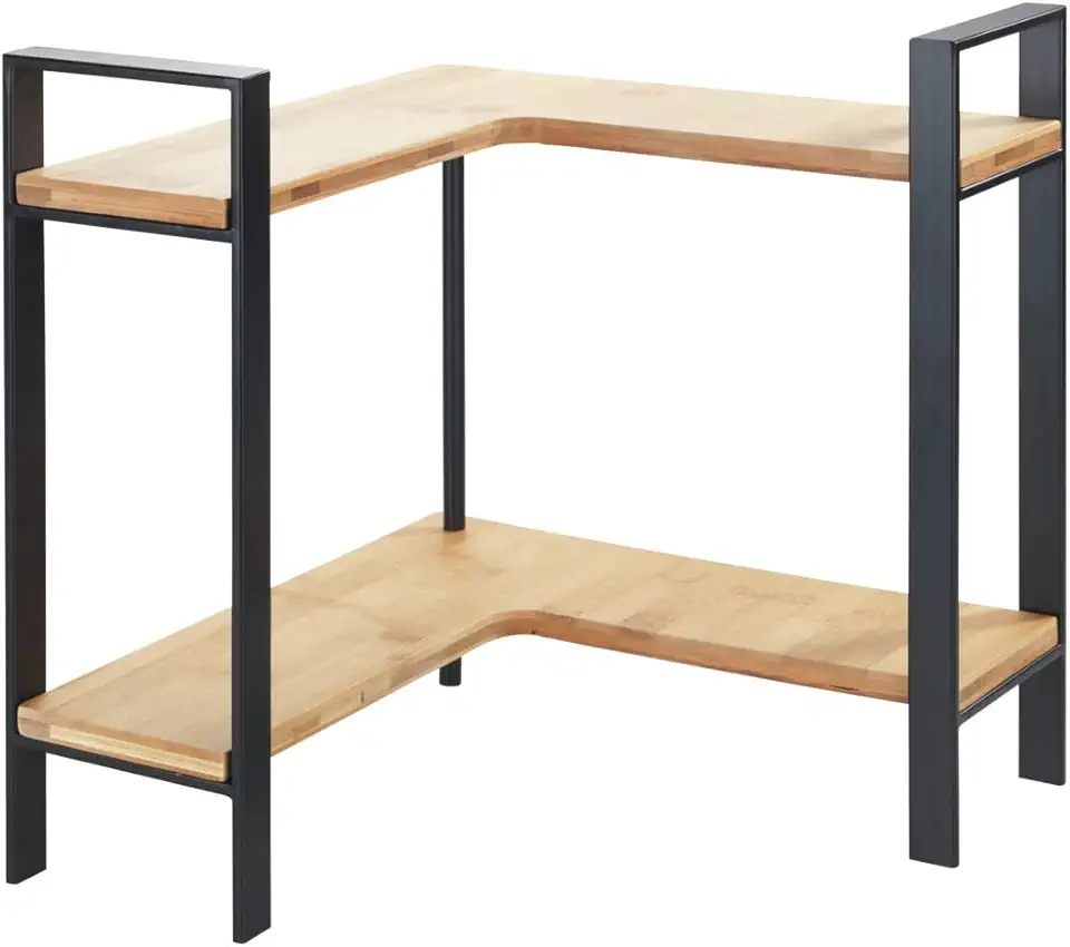 WENKO - étagère d’angle Lou - 30x33x30 cm - 2 niveaux bambou et métal