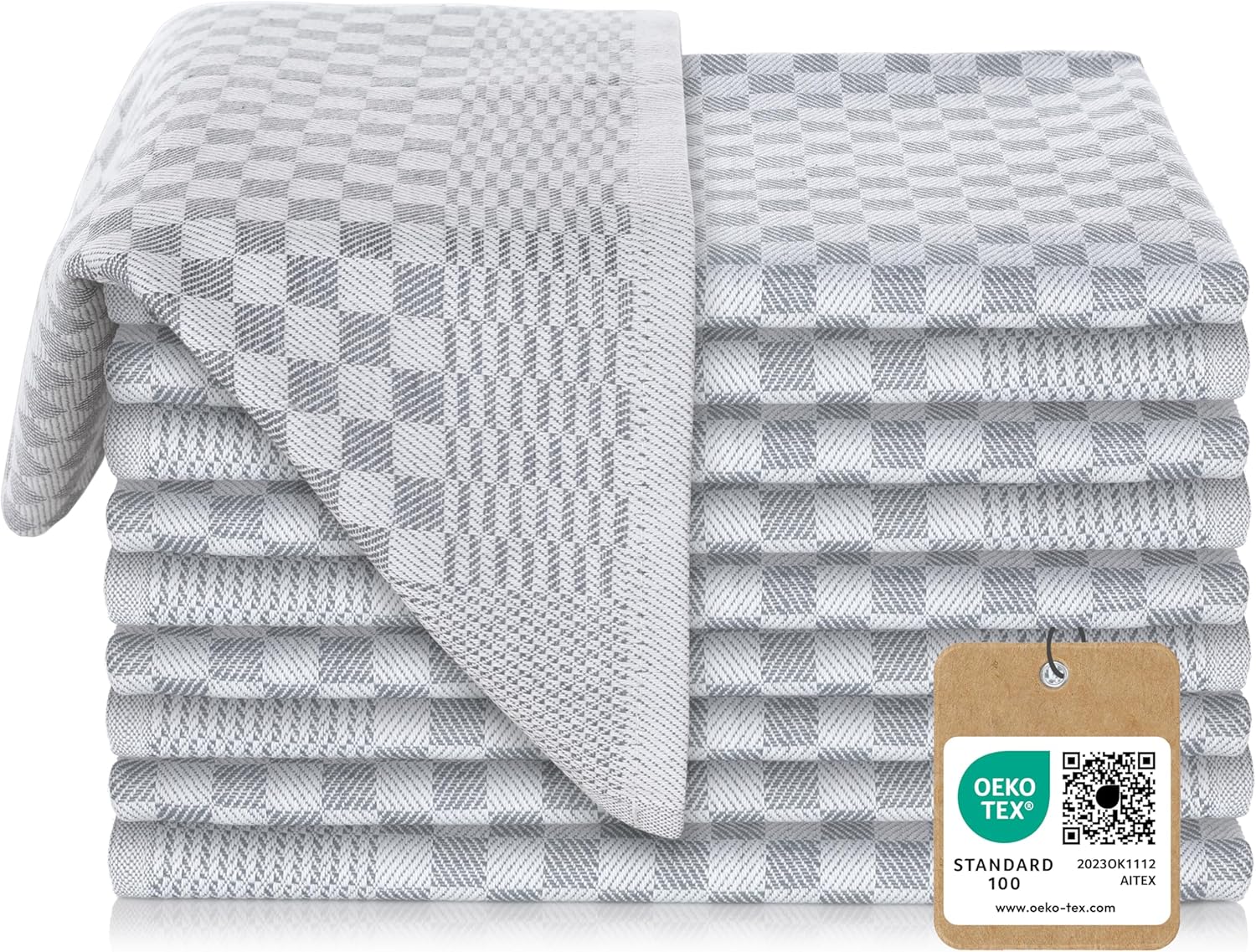 Vaily - Lot de 10 torchons Premium - 70x45 cm - coton absorbant, Oeko-TEX
