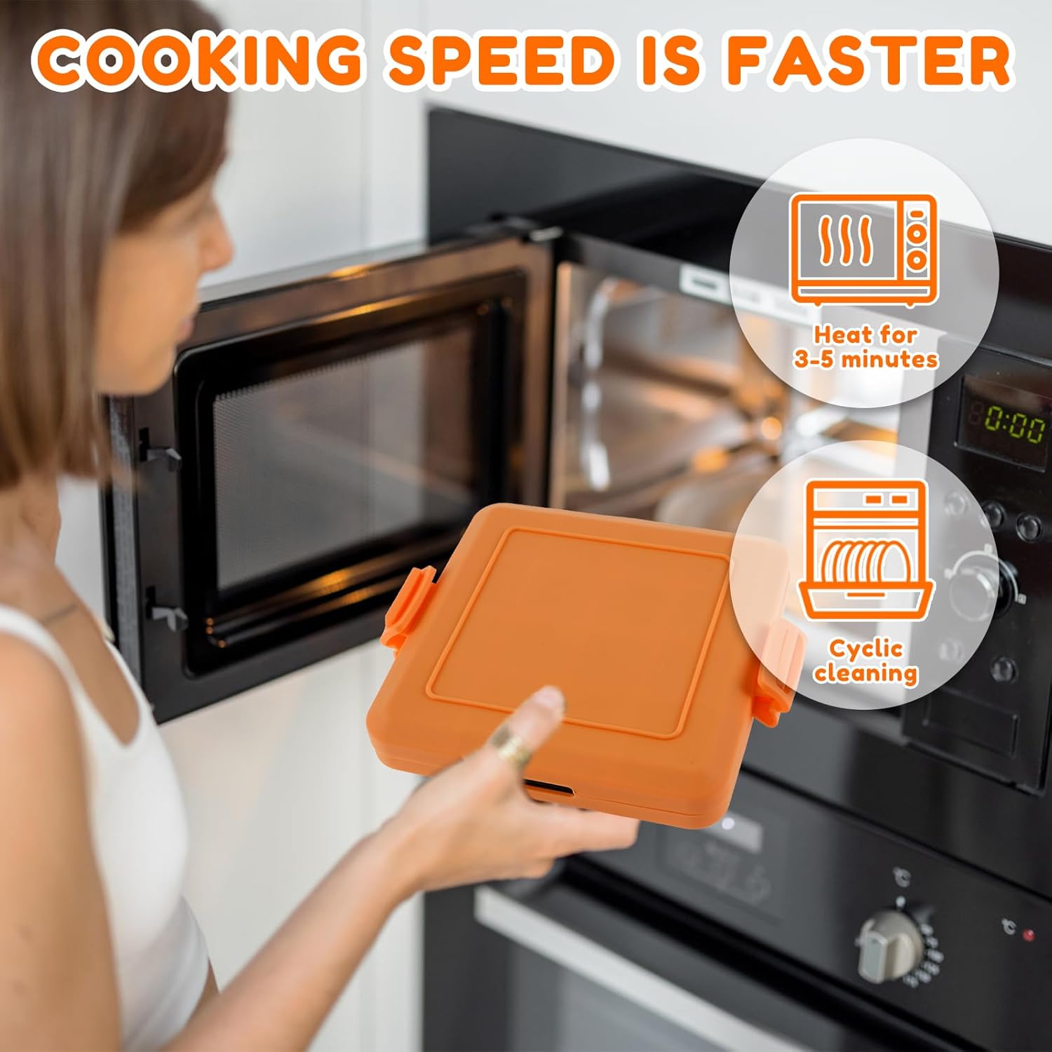 Machine à sandwichs micro-ondes - silicone sans fil, antiadhésive, orange