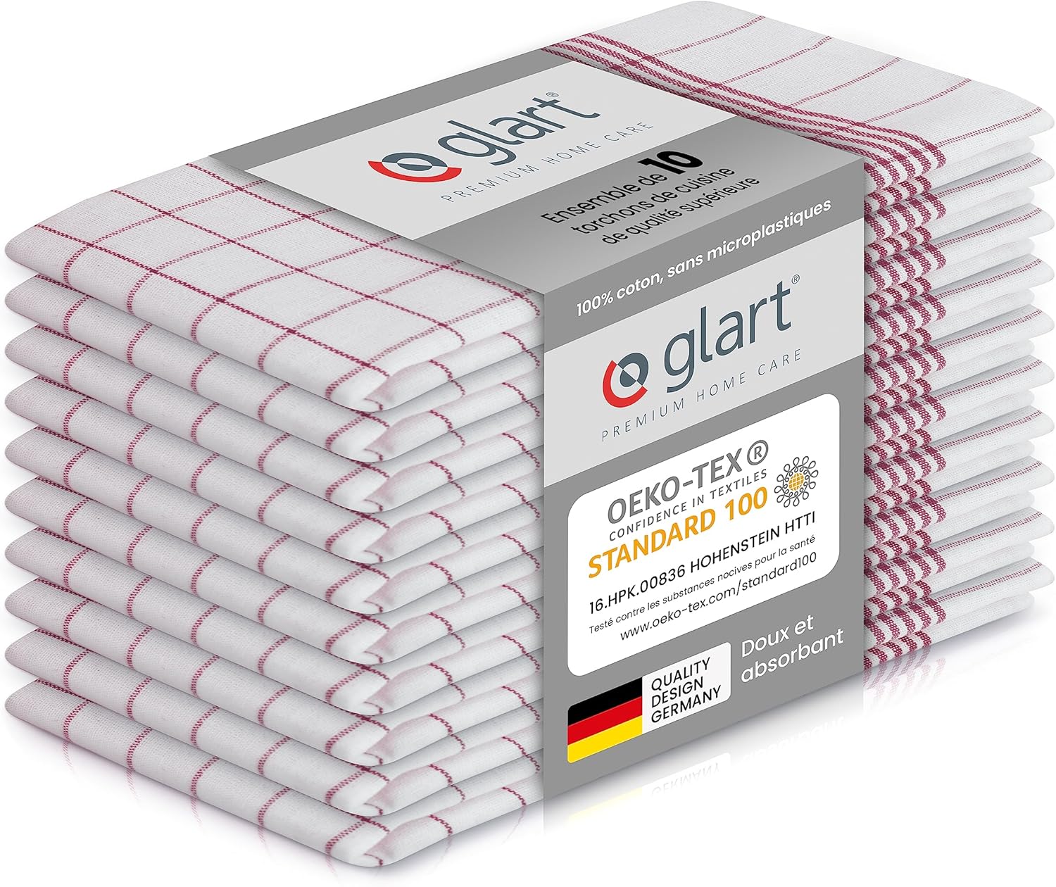 Glart - torchons 50x70 cm - coton, absorbants, crochet, OEKO-TEX, 48KR2