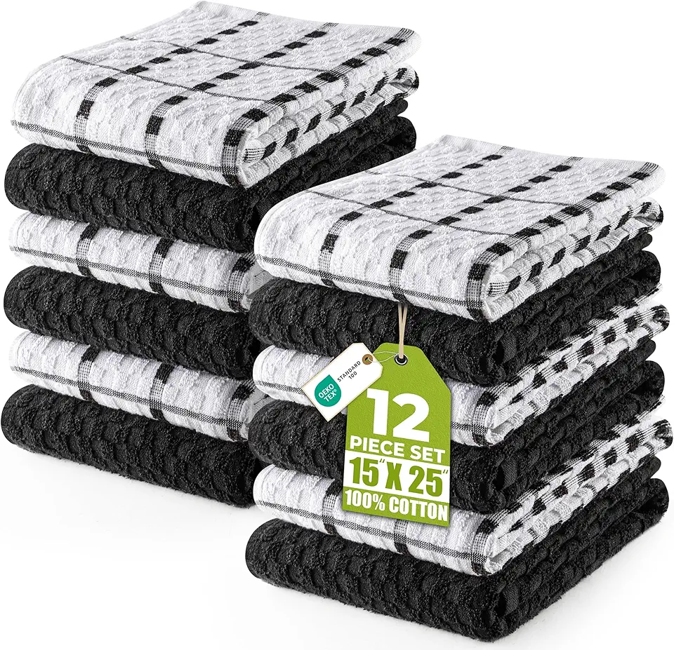 Utopia Towels - serviettes de cuisine - 38x64cm - 100% coton, lavables en machine, lot de 12