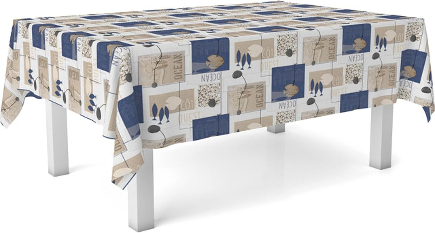 Nappe en toile cirée - rectangulaire 100x140 cm - anti-taches, imperméable, facile d'entretien