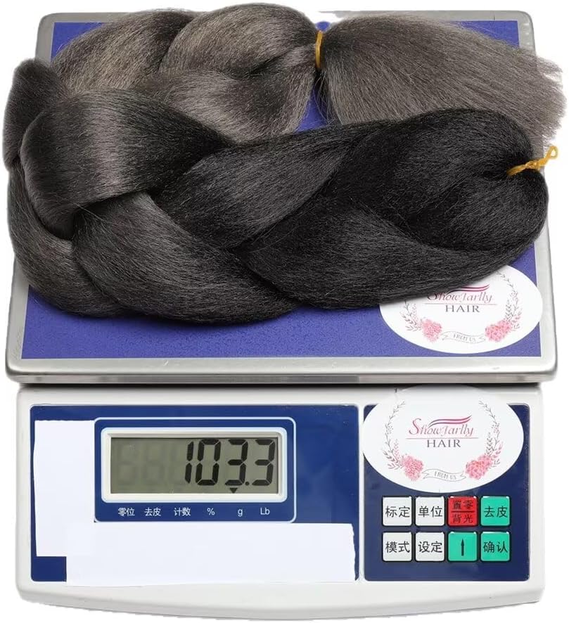 ShowJarlly - Ombre Tresse Jumbo 24'' 500g - Synthétique, Noir/Gris Foncé