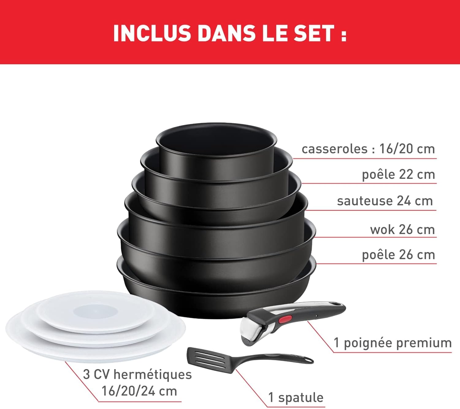 Tefal - Ingenio Eco Resist - batterie 11p induction, empilable, L7679002