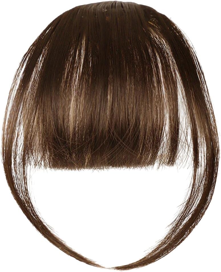 LOPHE - Extension cheveux frange clip - marron clair - pré-coupée, plumes, pour femme