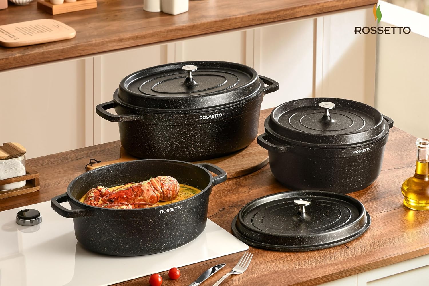 Rossetto - Cocotte ronde 28cm - fonte alu, céramique, induction, 6,6L