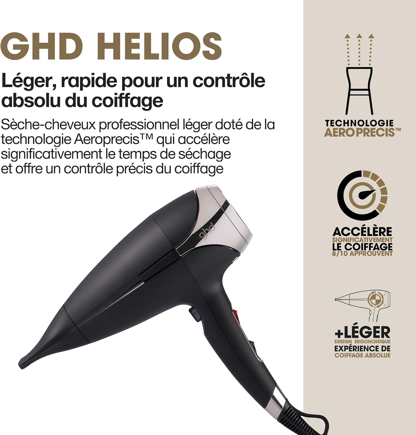 ghd - Helios - Sèche-cheveux professionnel puissant, anti-frisottis, brillance 30%