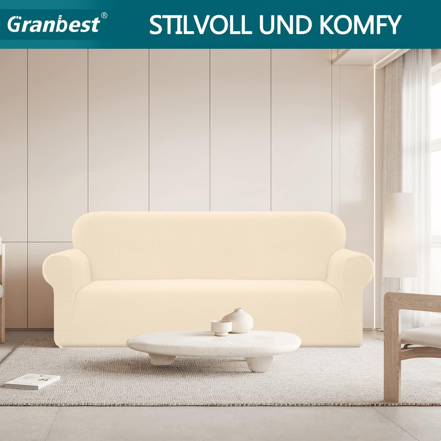 Granbest - housse canapé imperméable 4 places - beige - élastique, durable