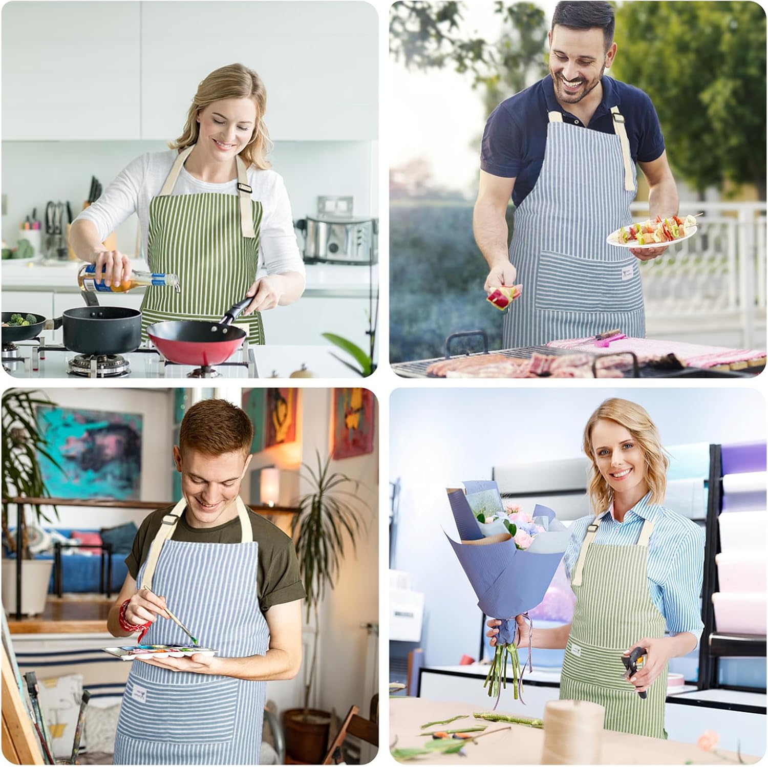 Vicloon - tablier cuisine série chef - coton, poches, réglable, lot 2