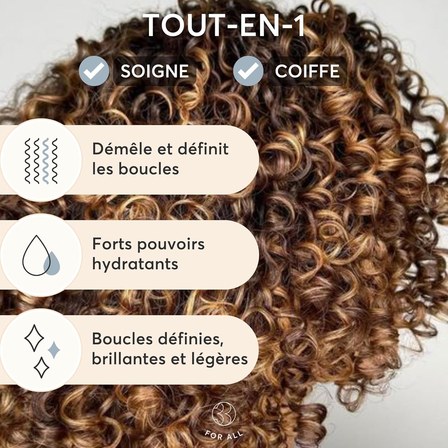 Crème cheveux bouclés - soin 2-en-1, définition et démêlage - 250ml