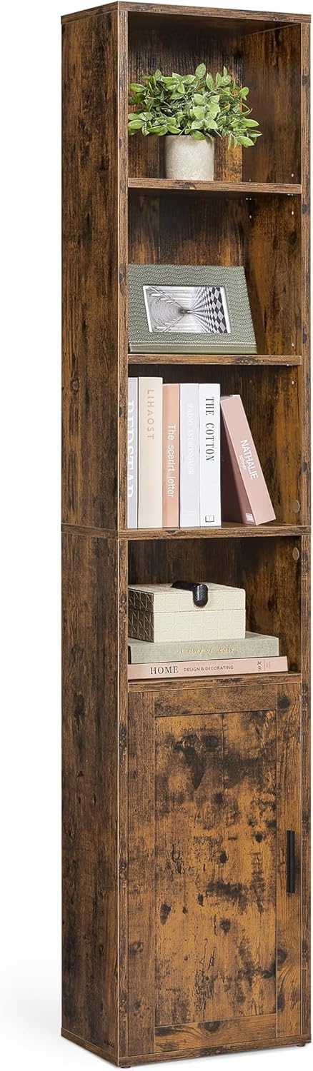 VASAGLE - Custos Collection - 24x31.8x175 cm - étagère haute 6 niveaux, porte, rangement ouvert LBC401K01