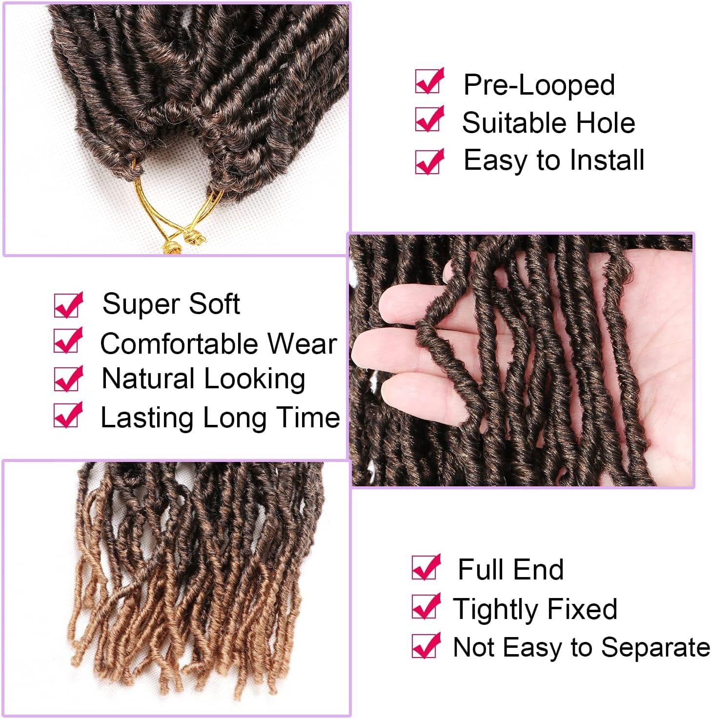 Faux Locks Crochet Braids - Soft Locs 45,7cm - 8 Mèches Bouclées