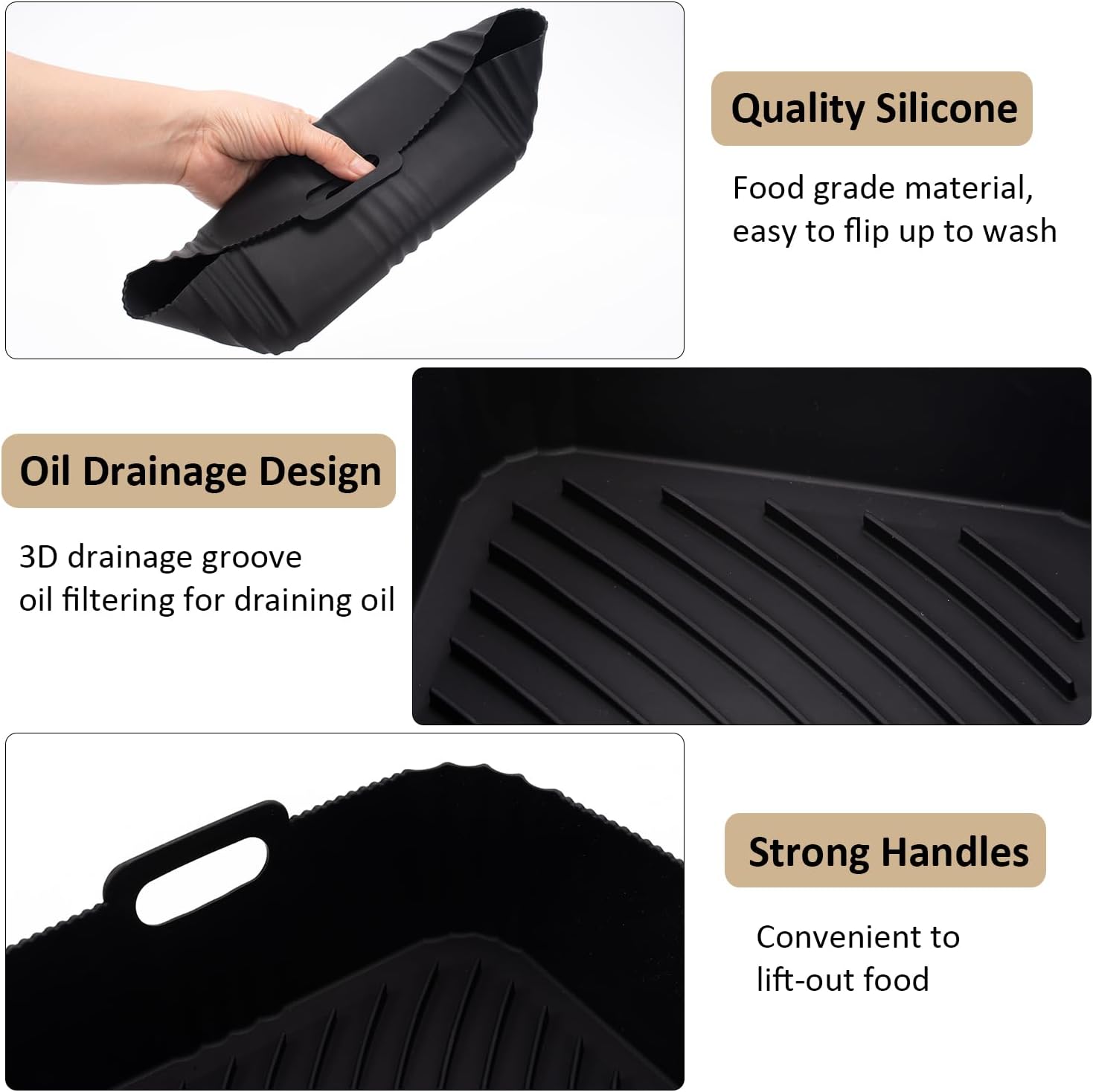 Moule silicone air fryer - compatible Moulinex/Philips/Lakeland - 5,2/3,1L - lot de 2, réutilisable, EZ901820