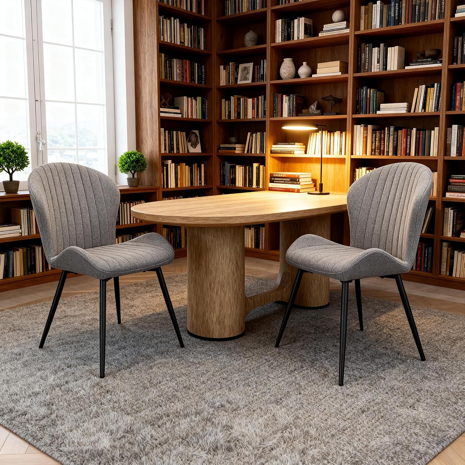 Chaises de salle à manger - lot de 2 - 60x58x83 cm - ergonomiques, accoudoirs, pieds métal, rembourrées, gris foncé