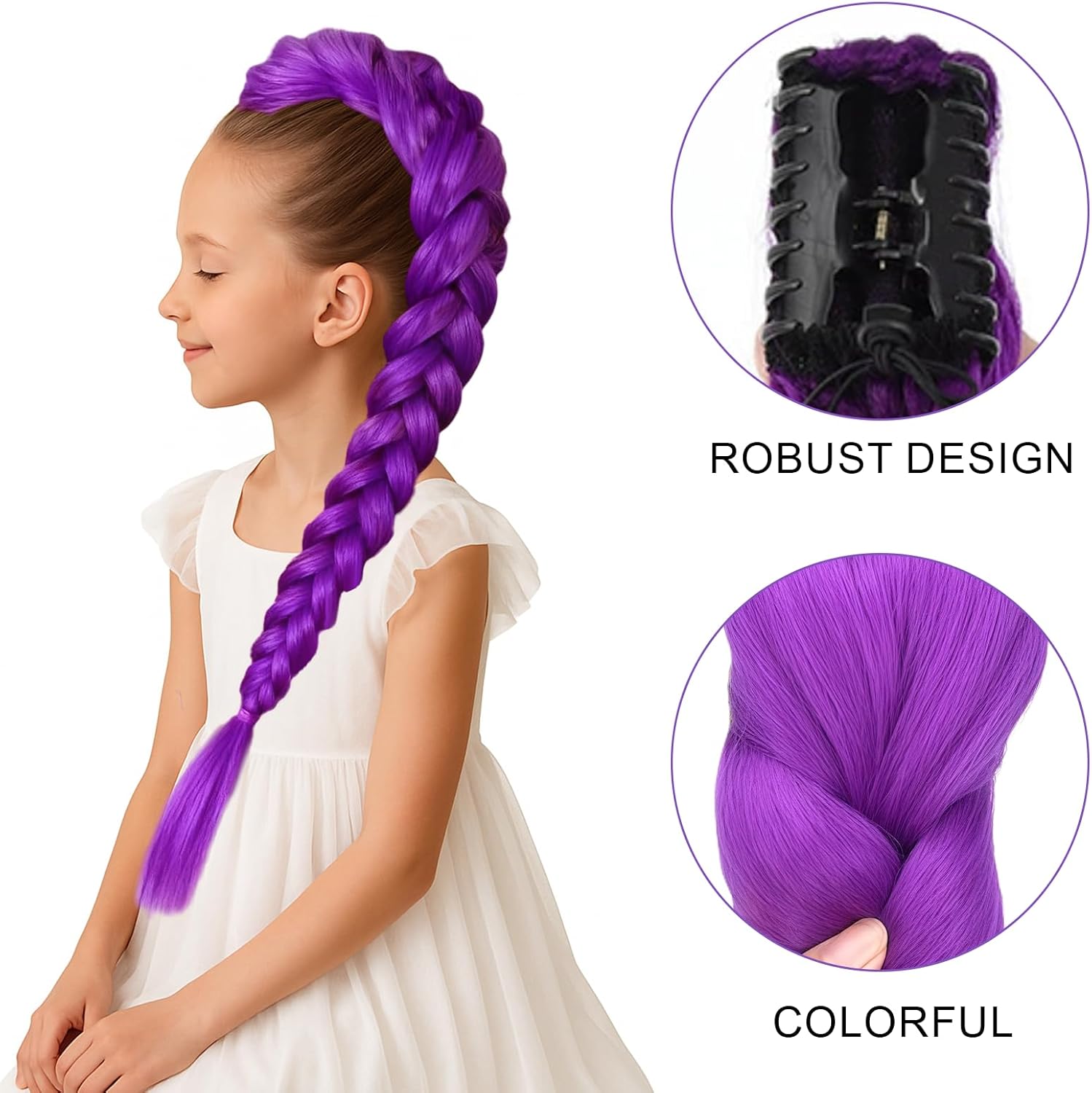 Rajout cheveux tressés - Violet Yaki - longueur variable - fibre synthétique basse température, style africain