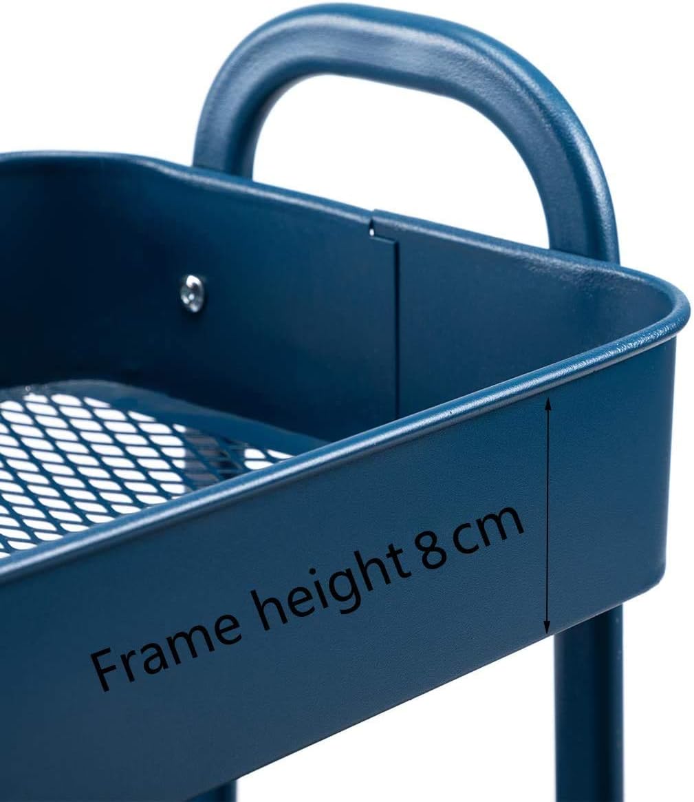 DOEWORKS - chariot 3 niveaux métal, roulettes, bleu, gain de place