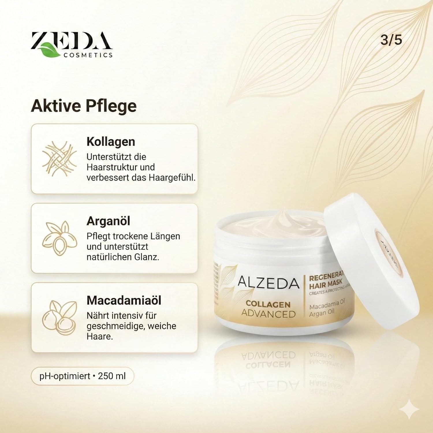 ADVANCED - Trio Réparation & Brillance - 250ml+250ml+60ml - Sans sulfate, argan & macadamia, pour cheveux secs