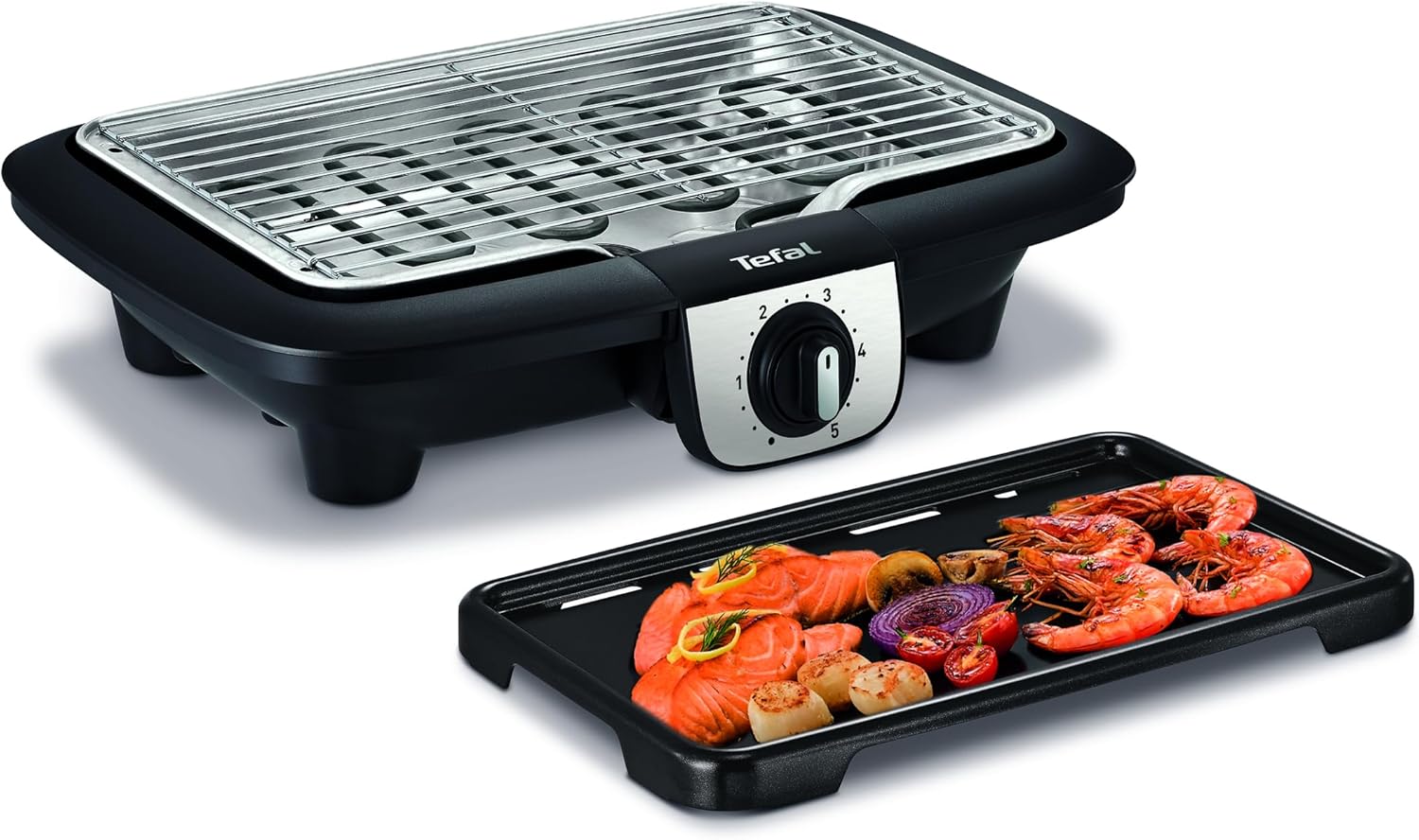 Tefal - Easy Grill 2en1 - plancha & barbecue, 2100W, plaque incluse - YY3818FB